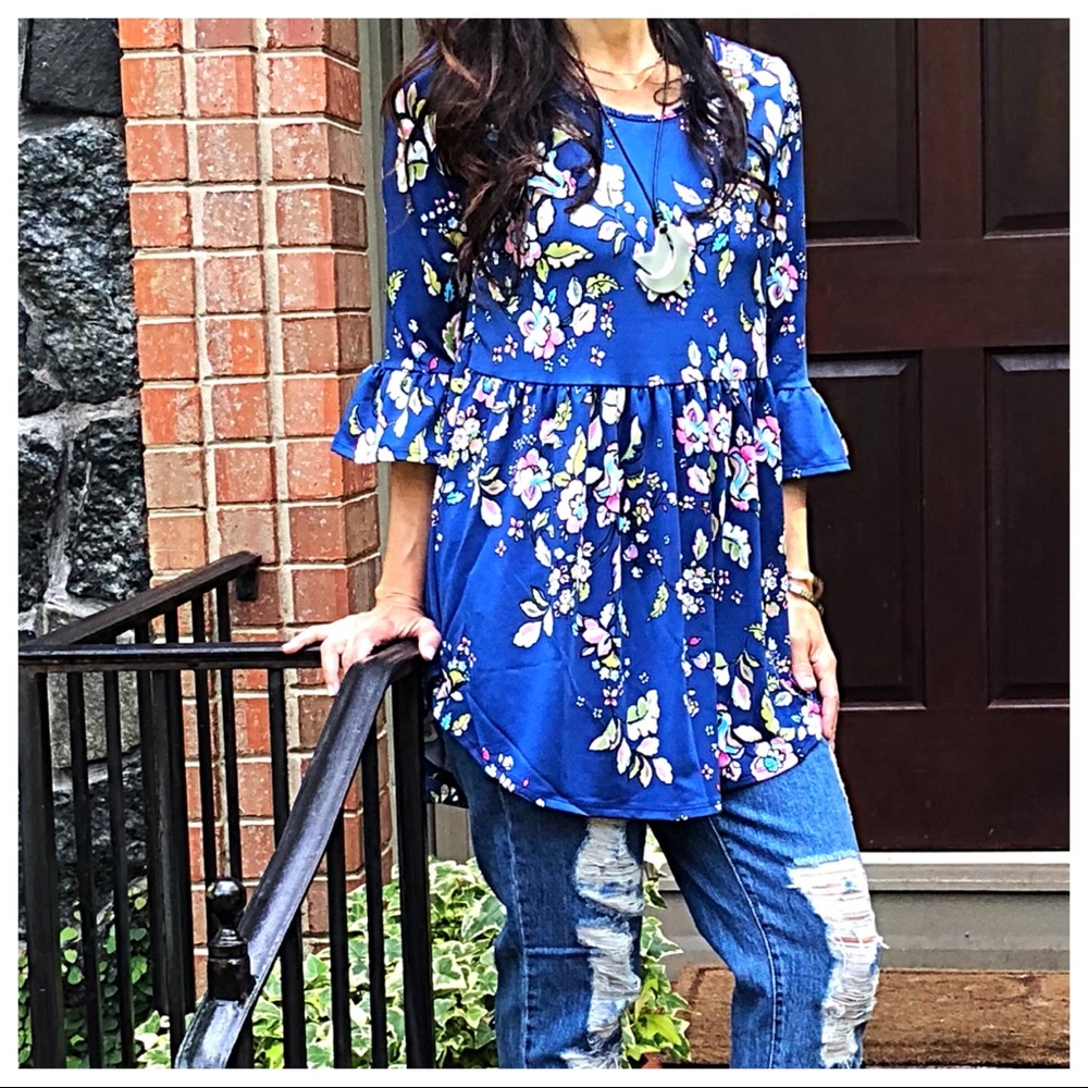 ✨LAST ONE ✨Floral ruffle sleeves loose fit top - Picture 5 of 8